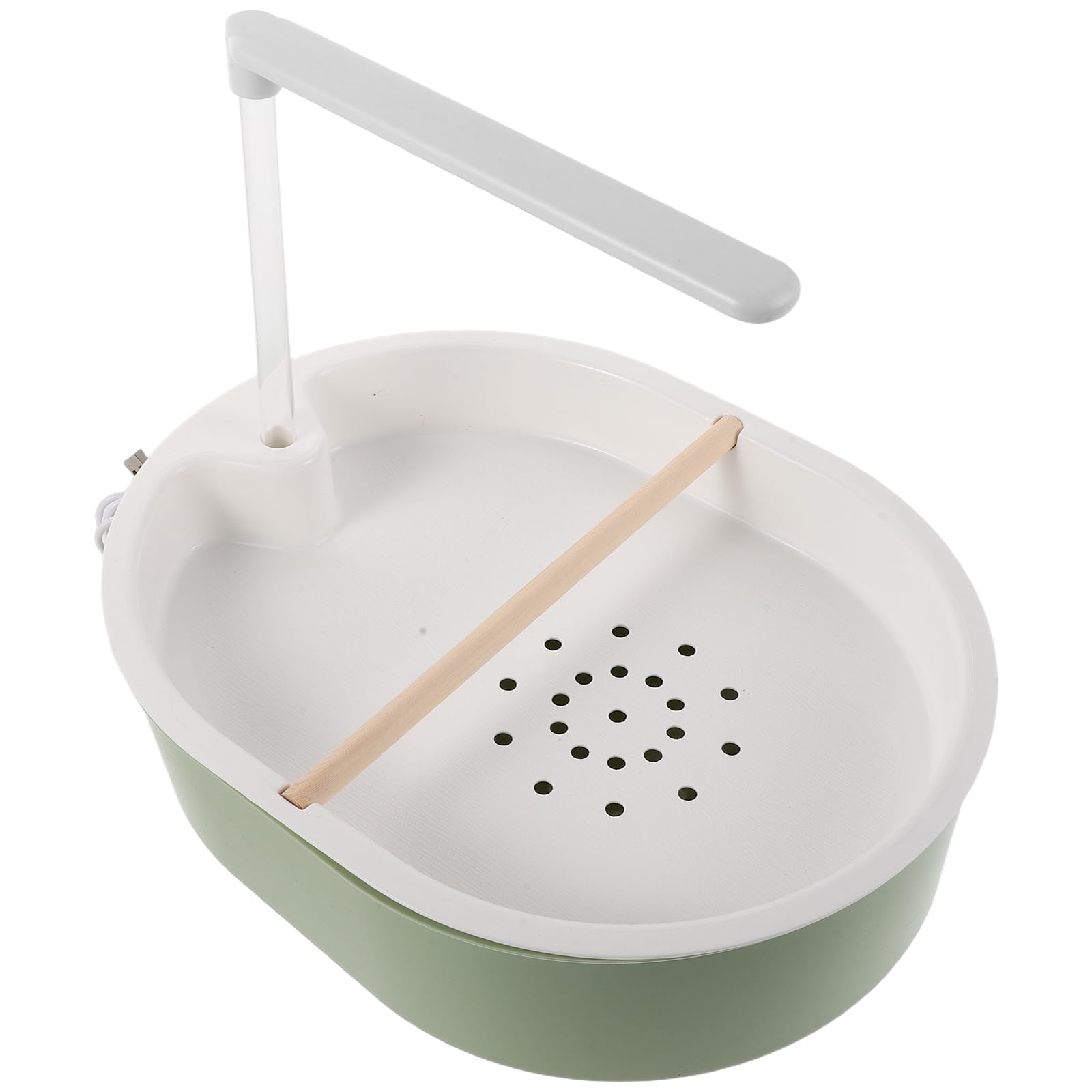 Bain pour perroquets YARNOW avec double jet automatique et perchoir en pin 20 cm