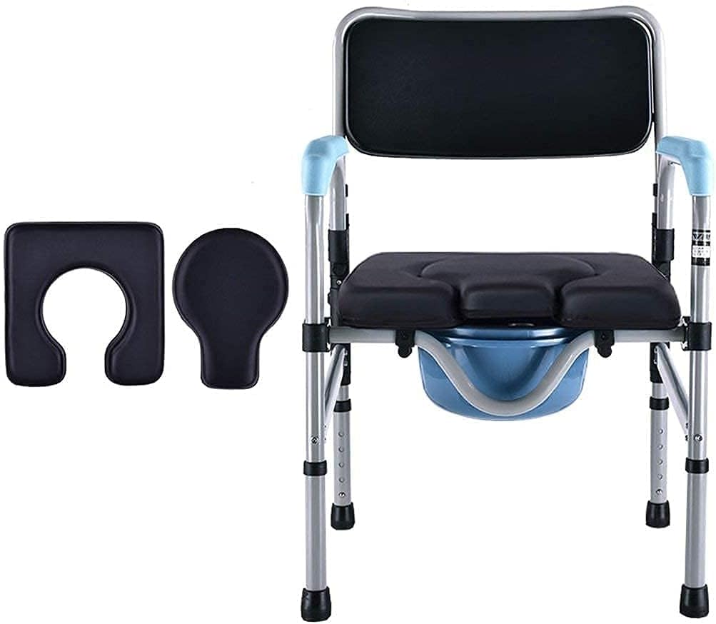 高齢者用歩行器 ベッドサイド便器、浴室シャワースツール 折りたたみ高さ調節可能 - スリップハンズ 便座便器椅子 ポータブル 妊婦/