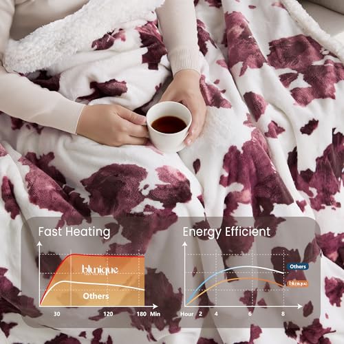 Image of Heated Blanket Throw Blanket - Fast Heating Electric Blanket, Soft Flannel Heated Throw with 4 Time Settings,10 Heating Settings, Warm Gifts for Women & Mom & Grandma