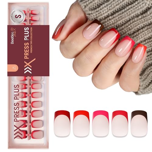 Beetles X Press Red French Tip Press On Nails | 5 Colors Press On...