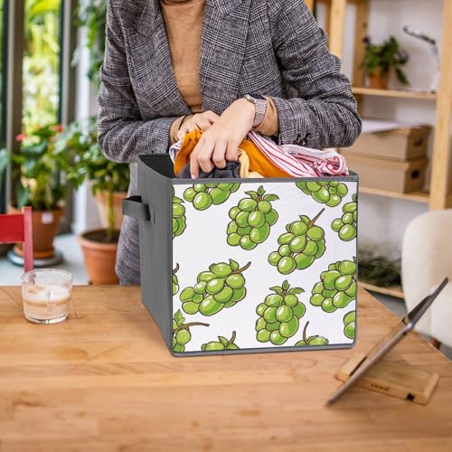 Bacs de rangement pliables imprimé raisins verts pour placard encombré - 8