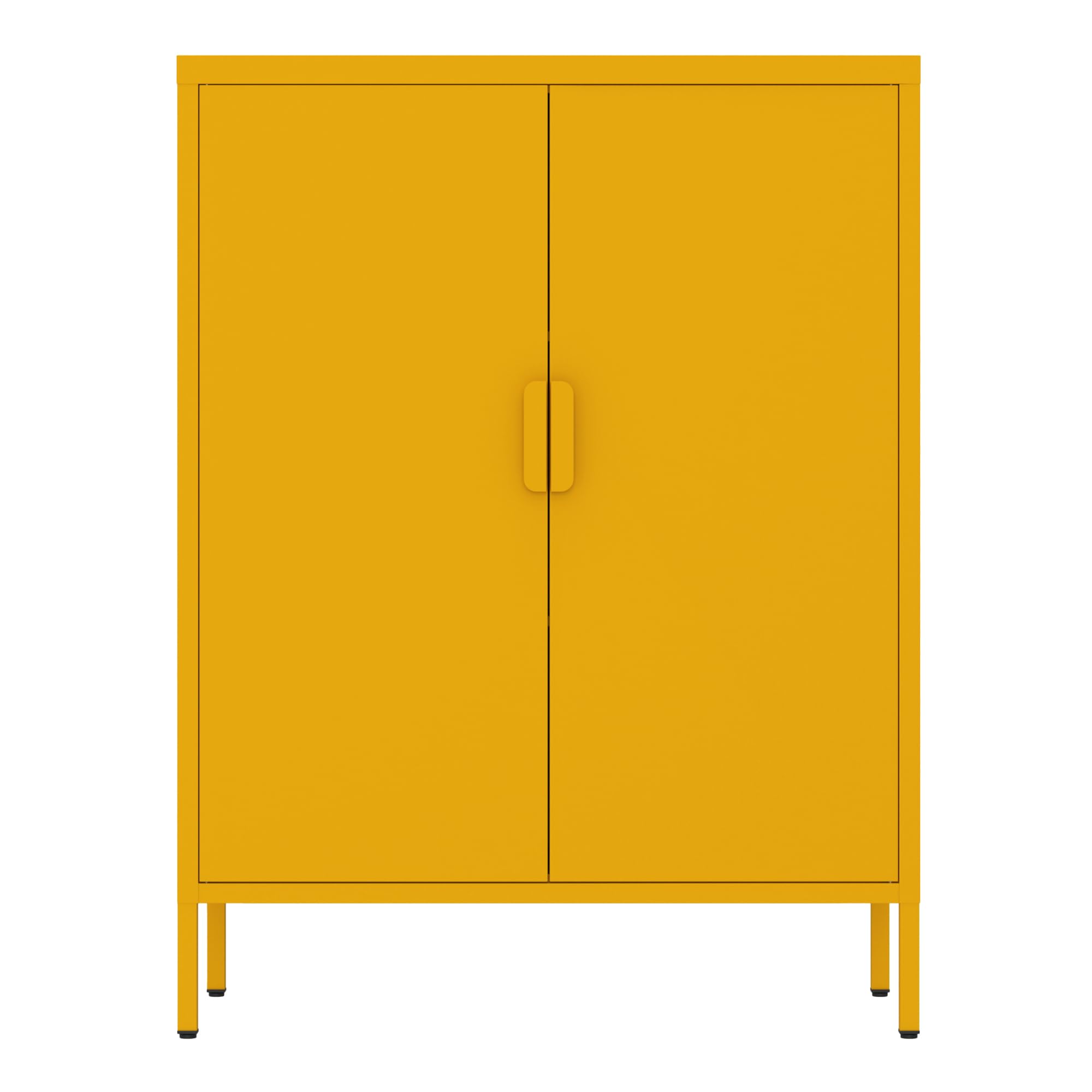Brigros - Credenza Metallo 2 Ante 80x38x100 cm con 3 Ripiani, Mobile Dispensa Moderna Salvaspazio Stile Industriale per Cucina, Soggiorno, Ingresso Linea Pop, Colore Senape
