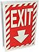 Brady 94022 BradyGlo 12" Height, 9" Width, B-347 Glow-In-The-Dark Plastic White On Red Color High Visibility "V" Style Sign, Legend "Exit"