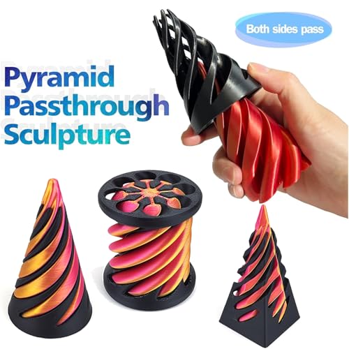 Tangdudu 3 Stücke 3D Printed Spiral Cone Fidget Toy, The Impossible Cone Pyramid Spirale Spielzeug, Fidget Toys Erwachsene, Anxiety Relief Anti Stress Spielzeug für Kinder und Erwachsene