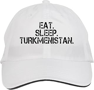 Makoroni - EAT Sleep Turkmenistan Hat Adjustable Cap, DesI14 White