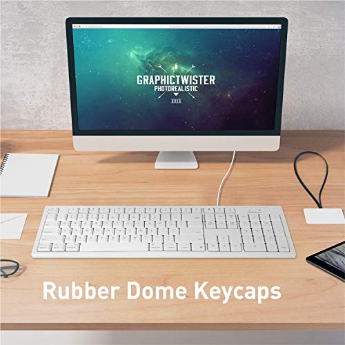 Macally Wired Mac Keyboard and a Wired Computer Mouse, ICY White Duo Your Office Needs