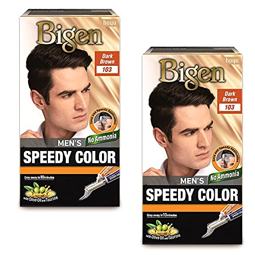 2 PACK OF BIGEN MEN'S SPEEDY 103 DARK BROWN HAIR COLOUR LONG LASTING