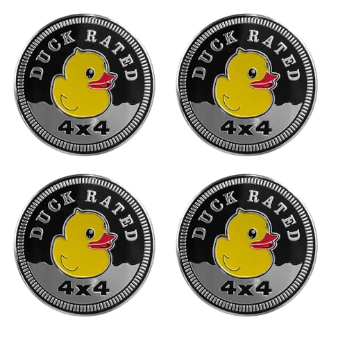 Image of 4Pcs Duck Badge Rated Metal Automotive Badge 3D Metal Car Badges Emblems Round Emblem Decals Compatible for Jeep Wrangler Vehicles Trucks SUV