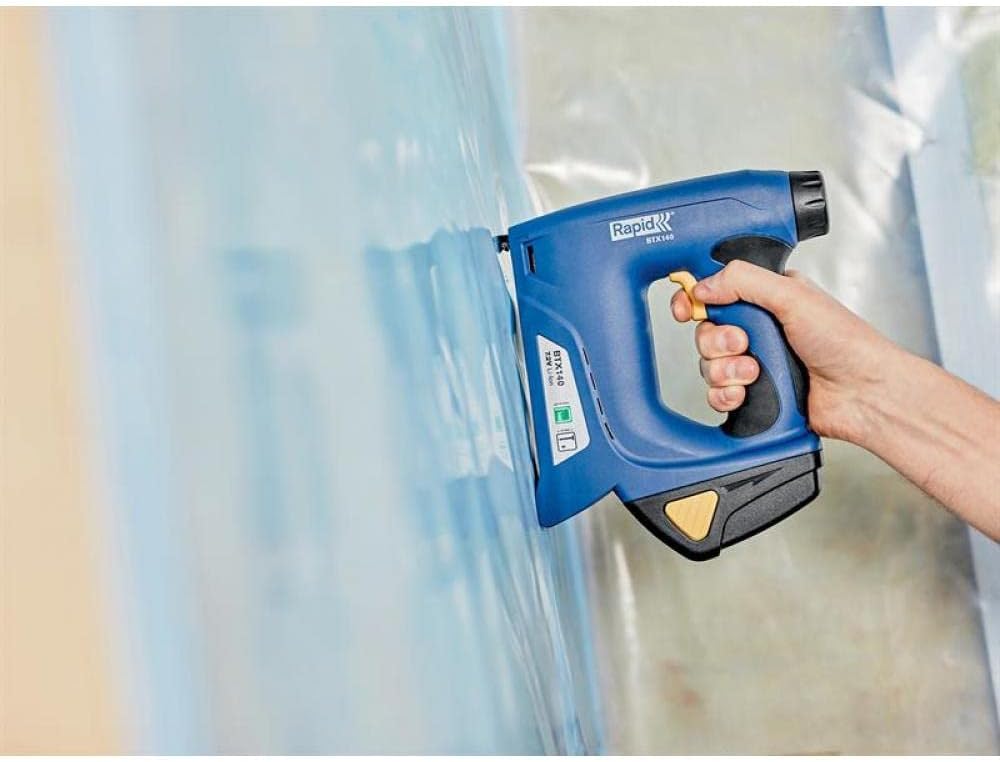 Rapid Electric Staple Gun BTX140 for No. 140 Staples and No. 8 Brads, Cordless, 1300 Fires per Charge, Adjustable Power, for Sheet Wood, Insulation Foil, and Vapor Guards