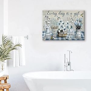 eiffecho Farmhouse Flower Bathroom Decor Wall Art Rustic Flower Every Day Is A Gift Floral Spring Summer Pictures Wall Decor Canvas Painting Prints Artwork Framed for Bedroom Living Room 16"x12" eiffecho Farmhouse Flower Bathroom Decor Wall Art Rustic Flower Every Day Is A Gift Floral Spring Summer Pictures Wall Decor Canvas Painting Prints Artwork Framed for Bedroom Living Room 16×12