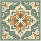 HOMETITUTE 10PCS 12x12 Peel and Stick Floor Tiles, Vintage Floral Removable Self Adhesive Vinyl Flooring Stickers, Renter Friendly DIY Tile for Kitchen Entryway Bathroom Living Room
