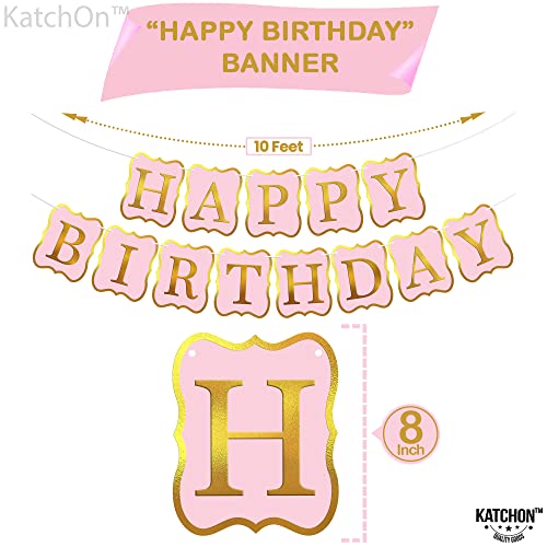 Shiny, Pink Happy Birthday Banner - Large 10 Feet, No Diy | Princess Happy Birthday Banner Pink | Pink Happy Birthday Sign, Princess Birthday Banner Decor | Pink And Gold Happy Birthday Decorations #TOP3