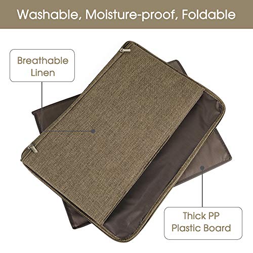 Anminy Storage Bins With Zipper Lid Storage Boxes With Handles Pp Plastic Board Foldable Lidded Cotton Linen Fabric Home Cube Basket Closet Clothes Toys Organizer Container - Coffee, Extra Large Size #TOP3