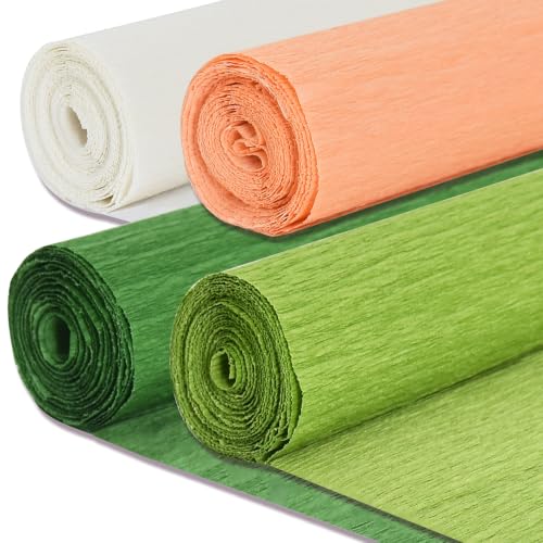 Image of BEISHIDA Green Champagne White Crepe Paper Roll, 4 Rolls Crepe Paper Sheet