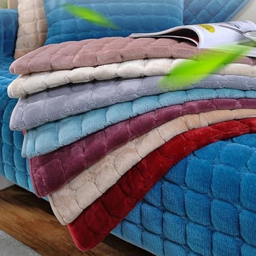 Housse de canapé velours bleu 110x210 cm contre griffures chat - 3