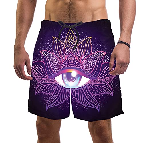 Short de bain pour homme violet multicolore avec motif dragon en maille M