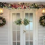 24" Floral Swag, Greenery Swag, Artificial Olive Flower Swag, Spring Floral Swag with Green Leaves Olive Fruit, Decorative Artificial Swags for Wedding Arch Party Home Wall Garden Decorations - Image 5