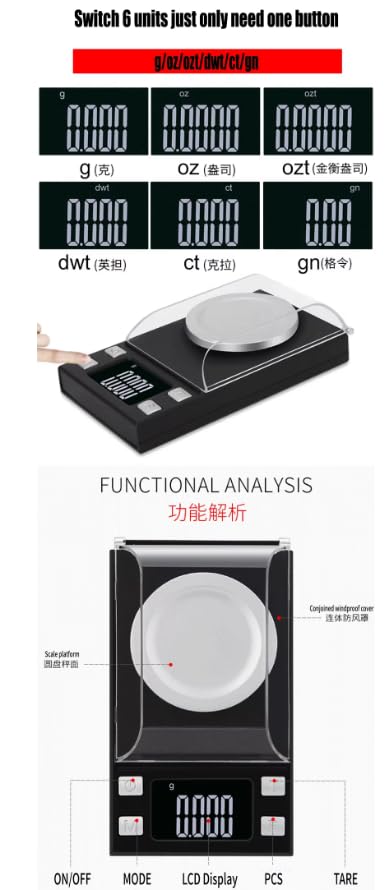 Báscula digital de cocina de alta precisión de 100 g, 0,001 g, báscula de peso de oro