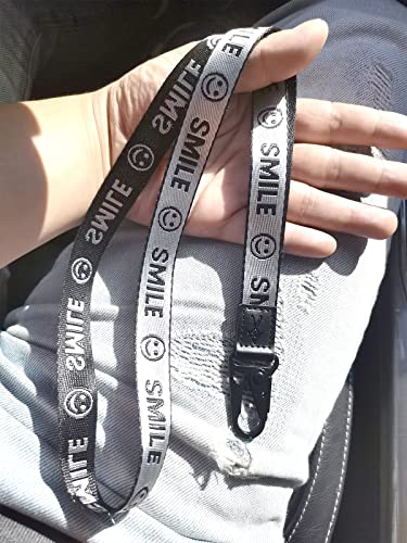 TOOLIN Halsriemen Schlüsselbund für Frauen und Männer,Lanyard für Schlüssel,ID Card Holde,Brieftaschen und Ausweishalter (Lächeln-DUNKELGRAU)