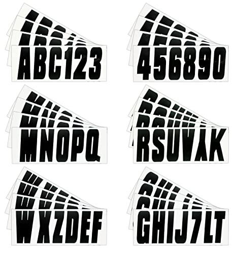 Image of Hardline Products USA Series 350 Boat Lettering & Registration Decal Kit - Solid Black, 3-Inch -Fuel Resistant Marine Vinyl - Fits Boats, PWC, Pontoons - 146 Piece Set -BLK350EC