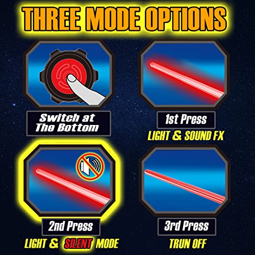 Cawiew CAWIEW-4GUANGJIAN 4 Pack Light Up Sword Saber With Fx Sound (On-Off Control) And Full Retractable Handle, 4 Colors Led Glow In The Dark Toy thumb #1
