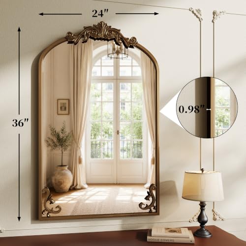 Image of Koonmi Vintage Wall Mirror, 36 inchx24 inch Arched Antique Mirror