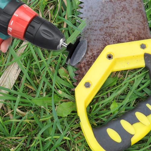 Fauppt Lawn Mower Dull Blade Sharpener, 2024 Upgraded 3/4/5PCS Lawn Mower Blade Sharpener Tool Kits, Universal Lawnmower Dull Blade Sharpener for Any Hand Drill for Dad Man (Black/5pcs)