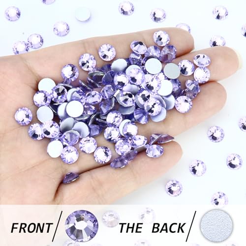Image of 1440PCS SS10 Crystal Glass Flatback Rhinestones, Round Flat Back Crystal Gems for Nail Art and Craft Clothes, Glue Fix Diamond Stones Light Violet (2.7-2.8mm)