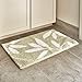 InterDesign Leaves Microfiber Polyester Bath Mat, Non-Slip Shower Accent Rug for Master, Guest, and Kids' Bathroom, Entryway, 34" x 21", Green and White