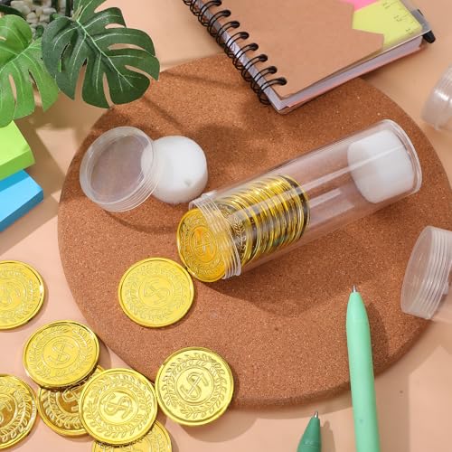 Tubos de plástico para monedas expositor cilíndrico portátil de almacenamiento transparente Beavorty 5