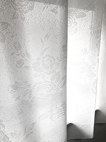 小窓用カーテン 遮熱 UVカット レース 帝人 涼しや リボンタッセル付 おしゃれ バラ柄 KL22114 (幅70×丈120 CM562) [3]