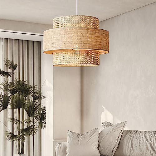 Abat-jour cage en bambou tressé à la main, diffuseur de lumière E27 - 5