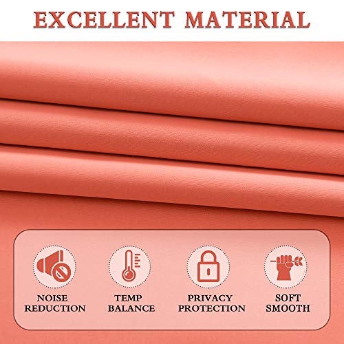 Image of DONREN Coral Blackout Curtains Rod Pocket Curtain Panels -Thermal Insulated Curtains for Living Room (42 W x 84 L Inch,2 Panels)