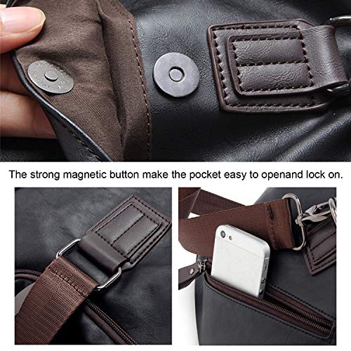 Top Pu Travel Duffels Bags Weekender Tote Luggage Bags For Men, Traveling, Gym, Fitness (Black) #TOP3