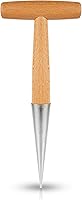 Vista 1 de XIHIRCD Dibber de mano con mango de madera, herramienta de jardinería Dibbler de acero inoxidable, perforador de agujero de cabeza de mano, maceta