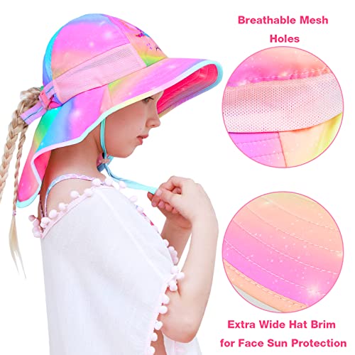 Sun Hat for Kids Anti-UV Girls Boys Sun Hats Wide Brim UPF 50+ Sun Protection Beach Hat with Adjustable Chin Strap3