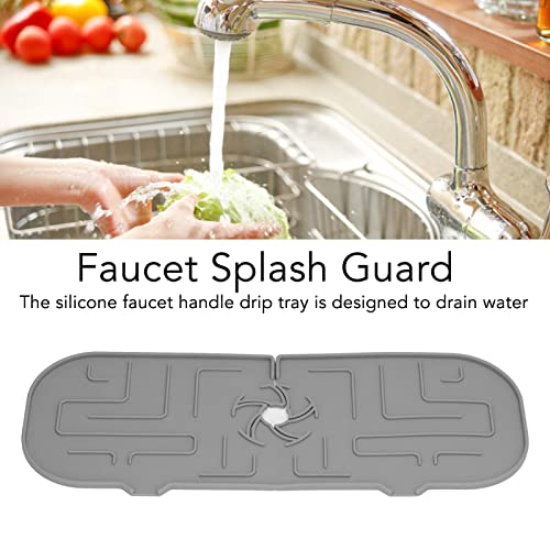 Image of Faucet Mat, Silicone Sink Faucet Splash Guard Pad, Handle Drip Catcher Tray for Kitchen, Bathroom, Apartment, Hotel(Grey)