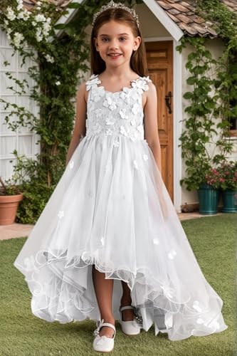 Lace Applique Flower Girl Dresses for Wedding Tulle Bridesmaid First Communion Dress Princess Pageant Party Gown4
