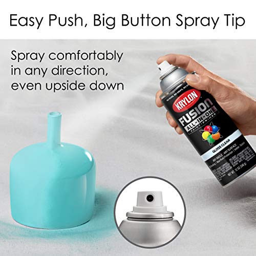 Krylon 2705 Fusion All-In-One Adhesive Spray Paint For Indoor/Outdoor Use, 12 Oz, Clear thumb #3