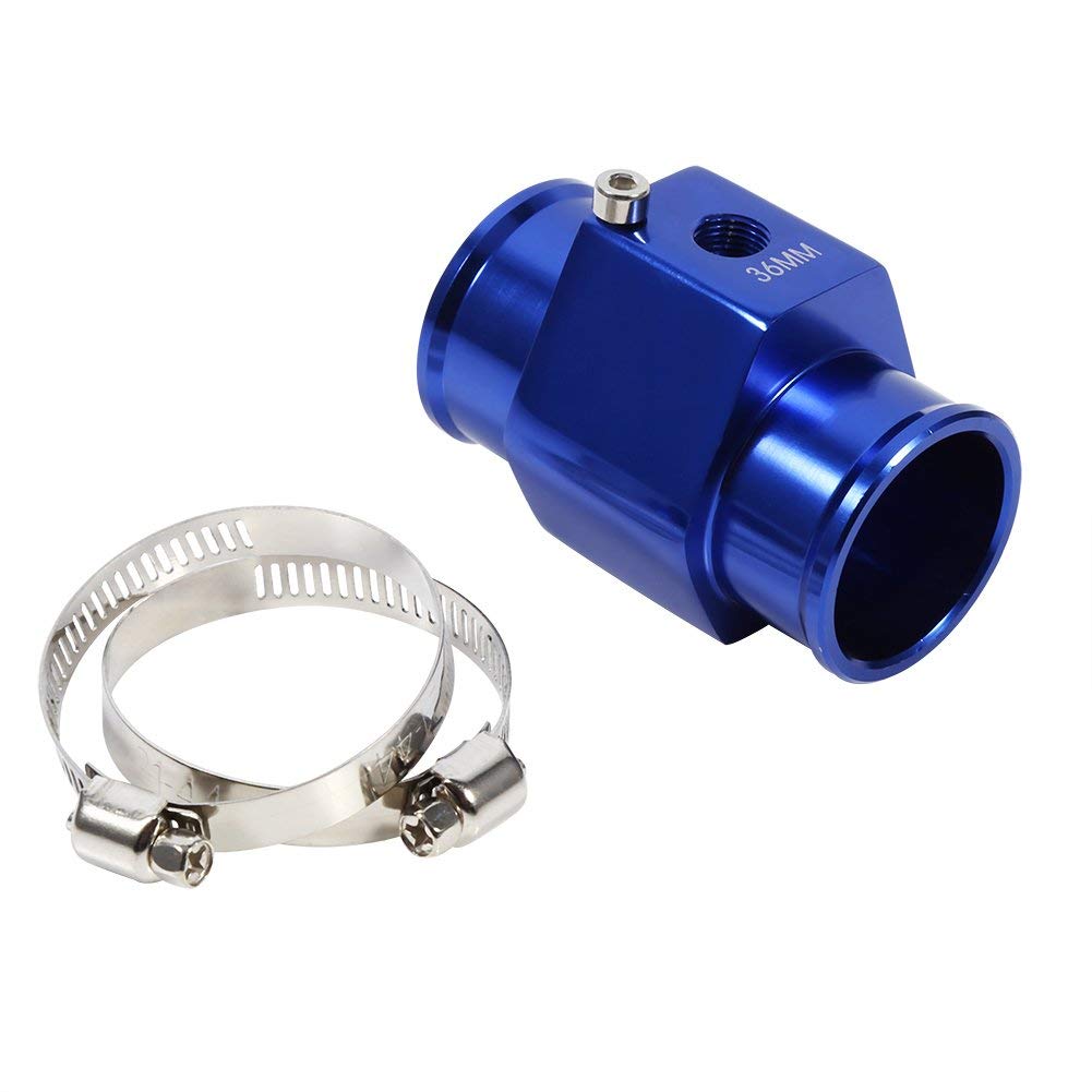 Tubo per giunto temperatura acqua, 36mm Tubo per giunto temperatura acqua blu Calibro sensore temperatura Radiatore Adattatore
