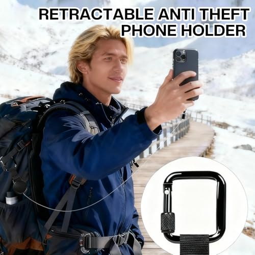 YFCJYBF 2PCS Einziehbare Handy-Sicherheitsleine mit Karabinerhaken, 60 cm Lanyard für Outdoor, Wandern, Radfahren, Klettern, Skifahren, Angeln und Reisen