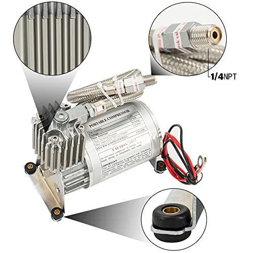 Zhsymx 14ASCS-LZQ Universal 150 Psi 1/4 Npt Horns Heavy Duty Onboard Air Compressor, Replacement For Truck/Car Train Horn/Suspension/Ride/Bag Kit/System And All 12V Vehicles Like Semi/Pickup Trucks thumb #5
