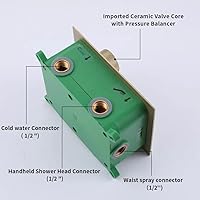 Vista 7 de AYIVG Válvula mezcladora termostática de oro cepillado, pantalla de temperatura, función de 3 vías, válvula desviadora de ducha, grifo de latón, kit