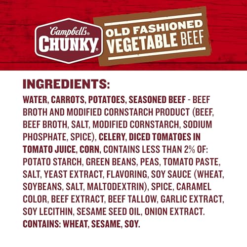 Image of Campbell's Chunky Soup, Old Fashioned Vegetable Beef Soup, 18.8 Oz Can (Pack of 2)