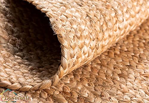 Image of Jute Braided Natural Hand Woven & Reversible Rug for Living Room Kitchen Entryway, Farmhouse Rustic Burlap Carpet Floor Mat (Jute, 2X6-feet)