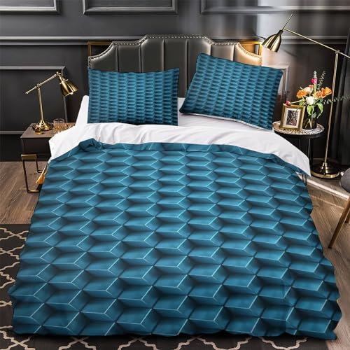 Housse de couette en microfibre douce géométrie 3D parure de lit double Premium - 4