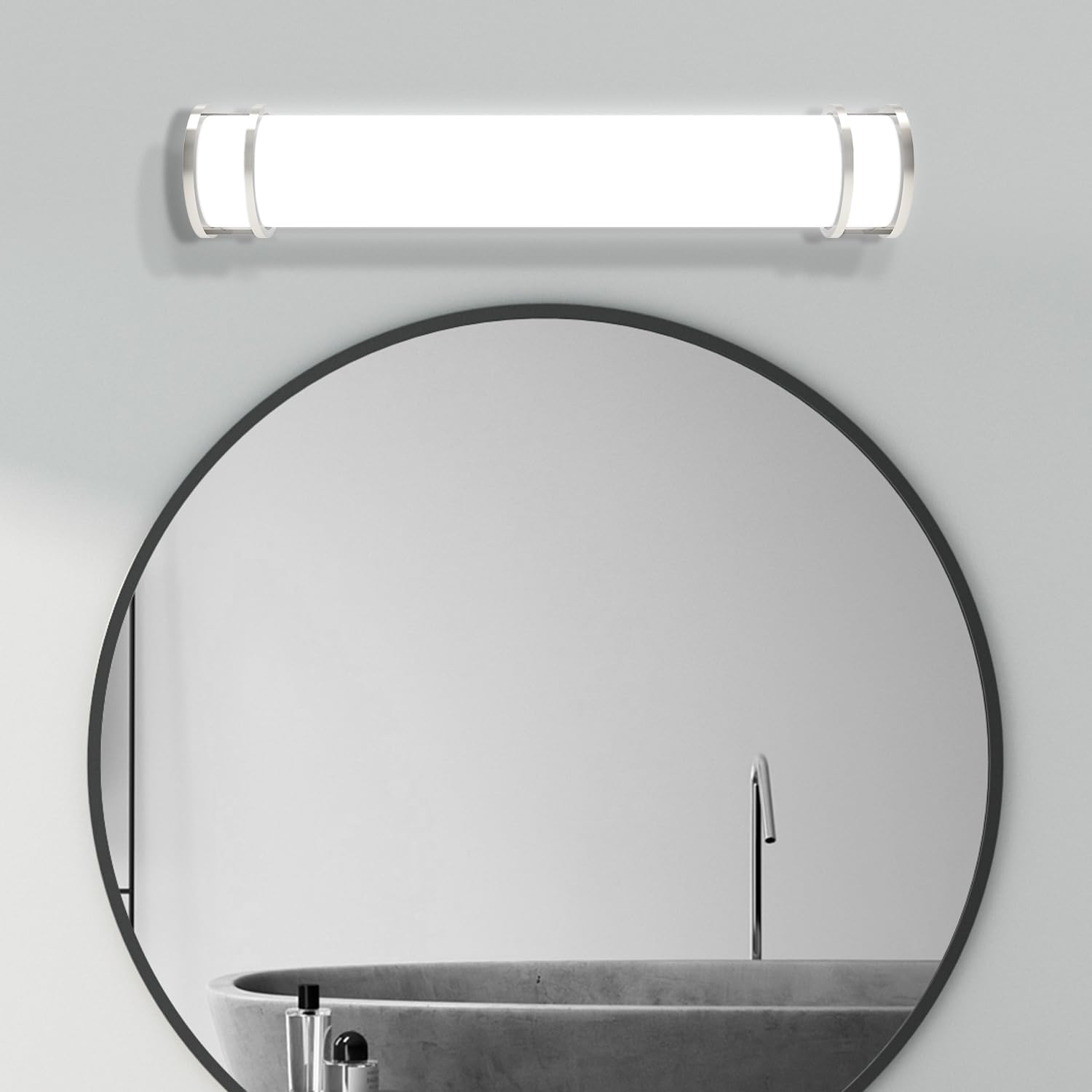 mw 2FT Modern Bathroom Vanity Light, Bathroom Light Done, 25W, 0-10V Dimmable, 3CCT 3000/4000/5000K