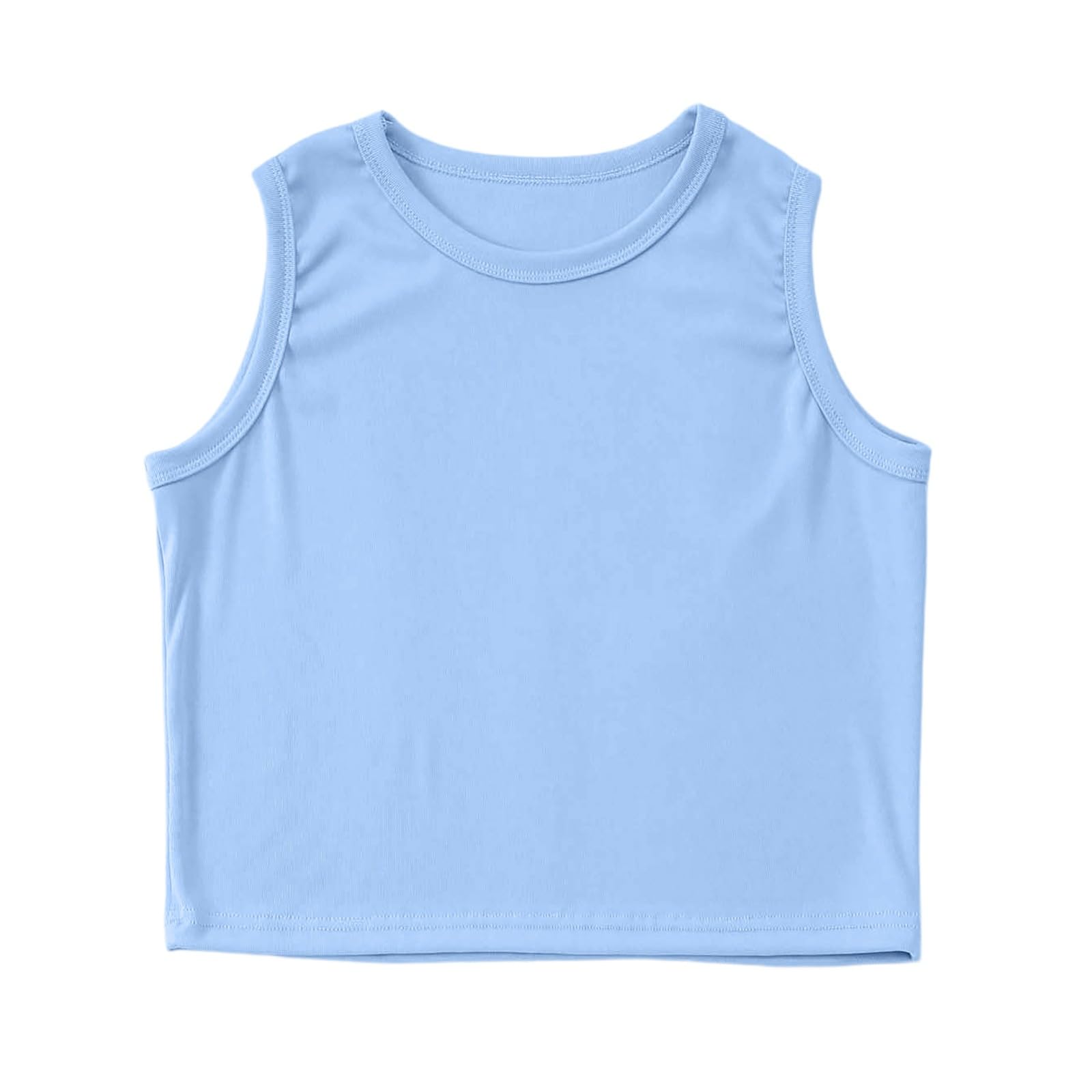 Generisch 2026 Niñas Tank Tops Niños Athletic Tank Rippenstrick High Neck Crop Tops para Gimnasio Yoga