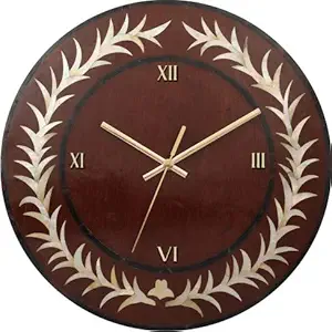 Mazeen Caribbean Wood Shell Inlay Handcrafted Designer Wall Clock - 14 Inch Diameter