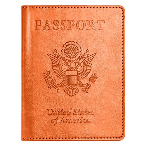 Image of Passport and Vaccine Card Holder Combo, Passport Holder with Vaccine Card Slot, Passport Wallet, Passport Cover, Passport Case, Passport Holder for Women and Men(BA-Orange)